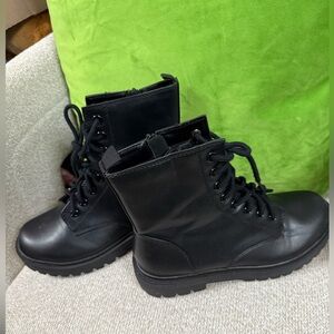 Black Lace-Up Combat Boots